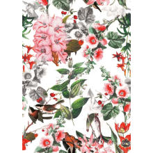 Living Flower/Bird Woven Printed Polyester Garment Fabric